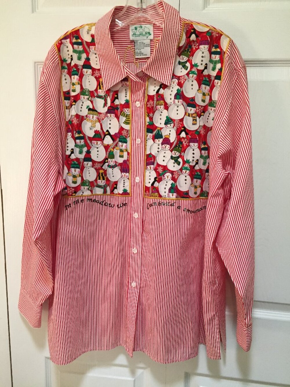 VTG The Quacker Factory "In The Meadow We Can Build A Snowman" Shirt Womens 2X